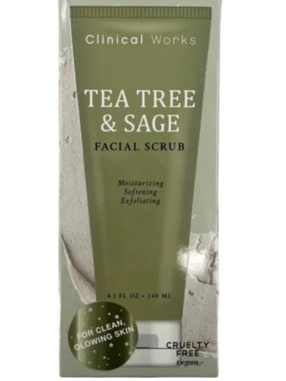 Clinical Works Tea Tree & Sage Facial Scrub –  Mosturing, Softening, Exfoliating